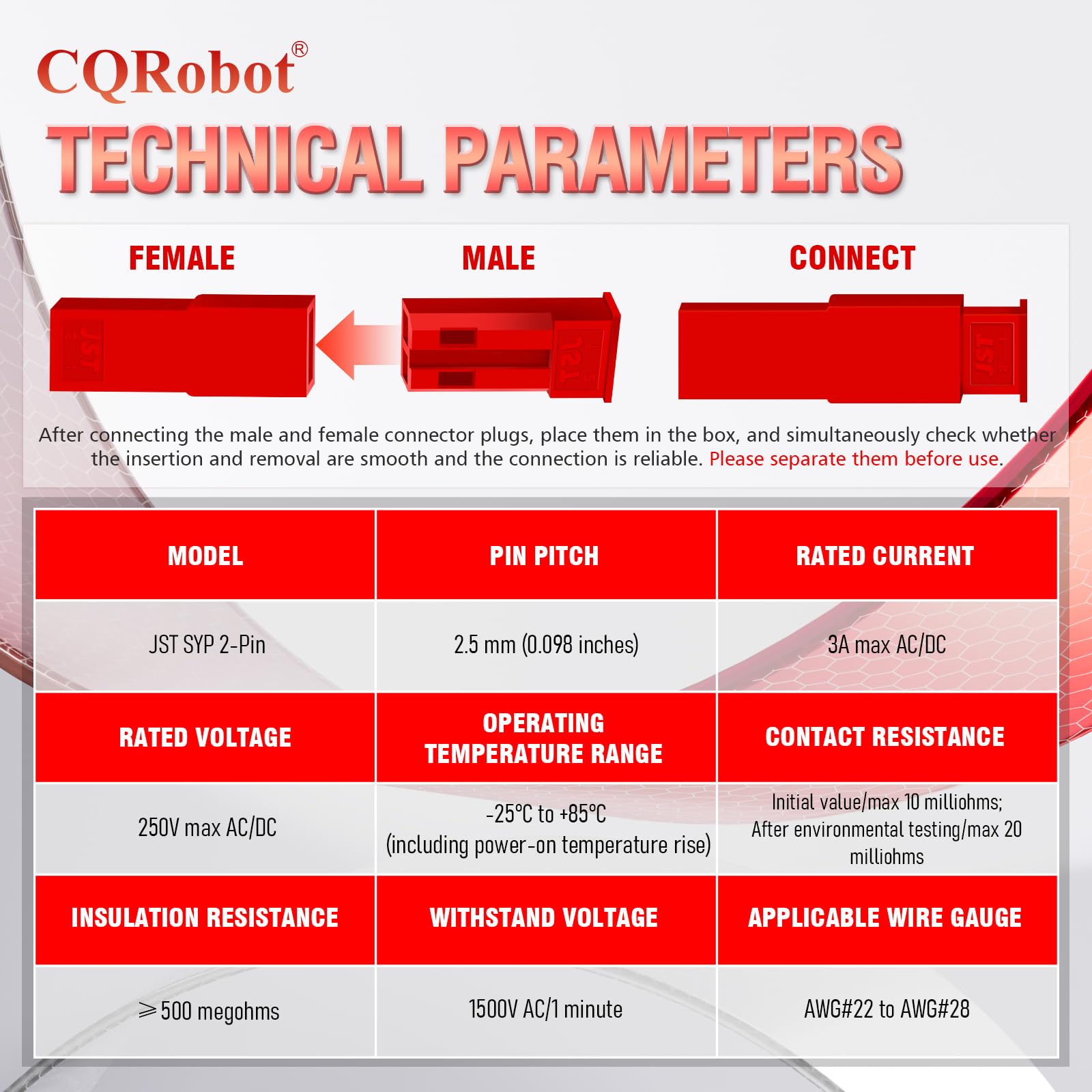 CQRobot JST SYP 2.5 mm Pitch 2-Pin Electronic Connector IC Male
